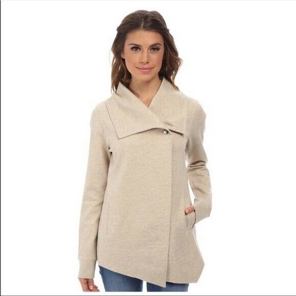Kensie Mally Ponte Cream Snap Jacket, Size Large